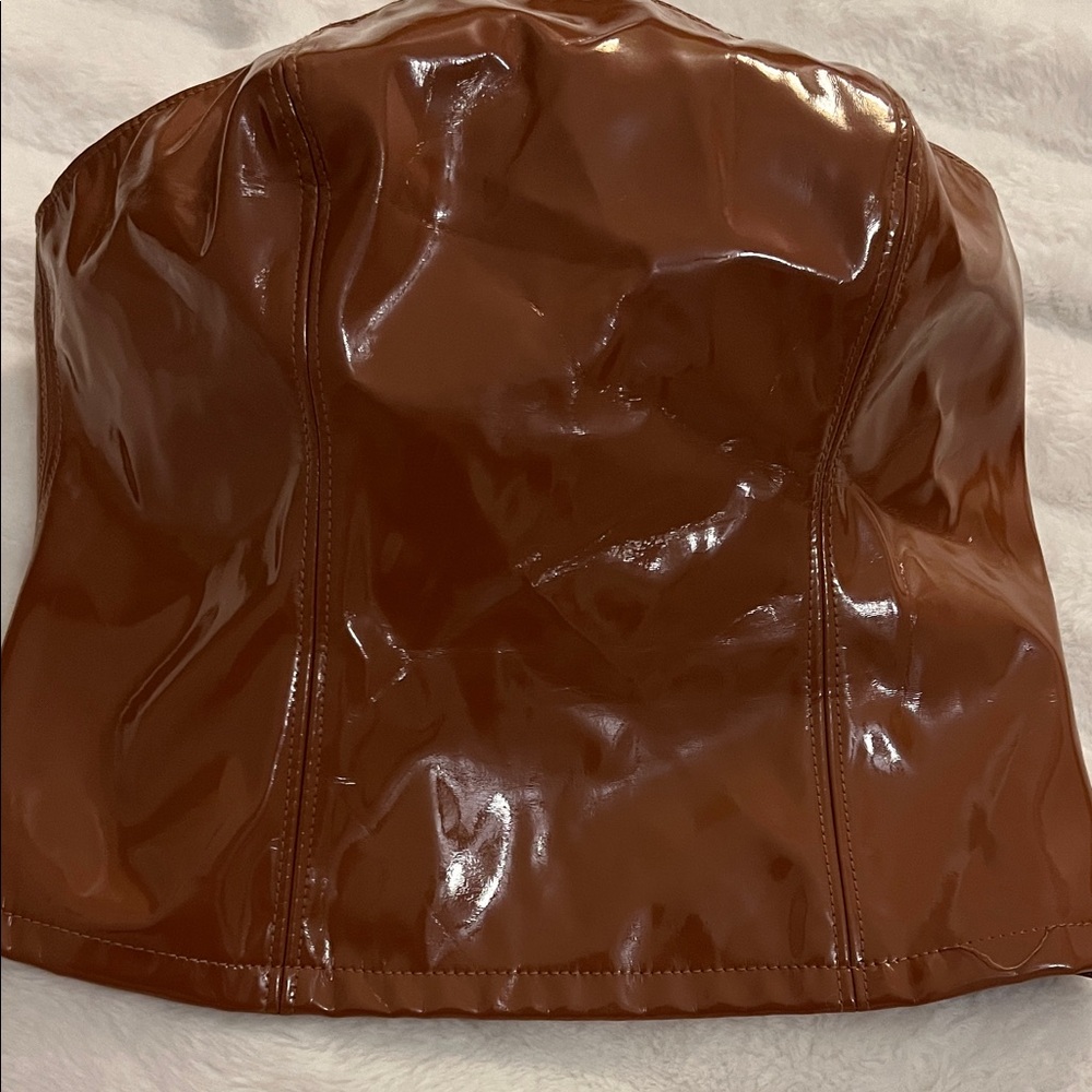 Anthropologie Chocolate Faux Leather Bustier